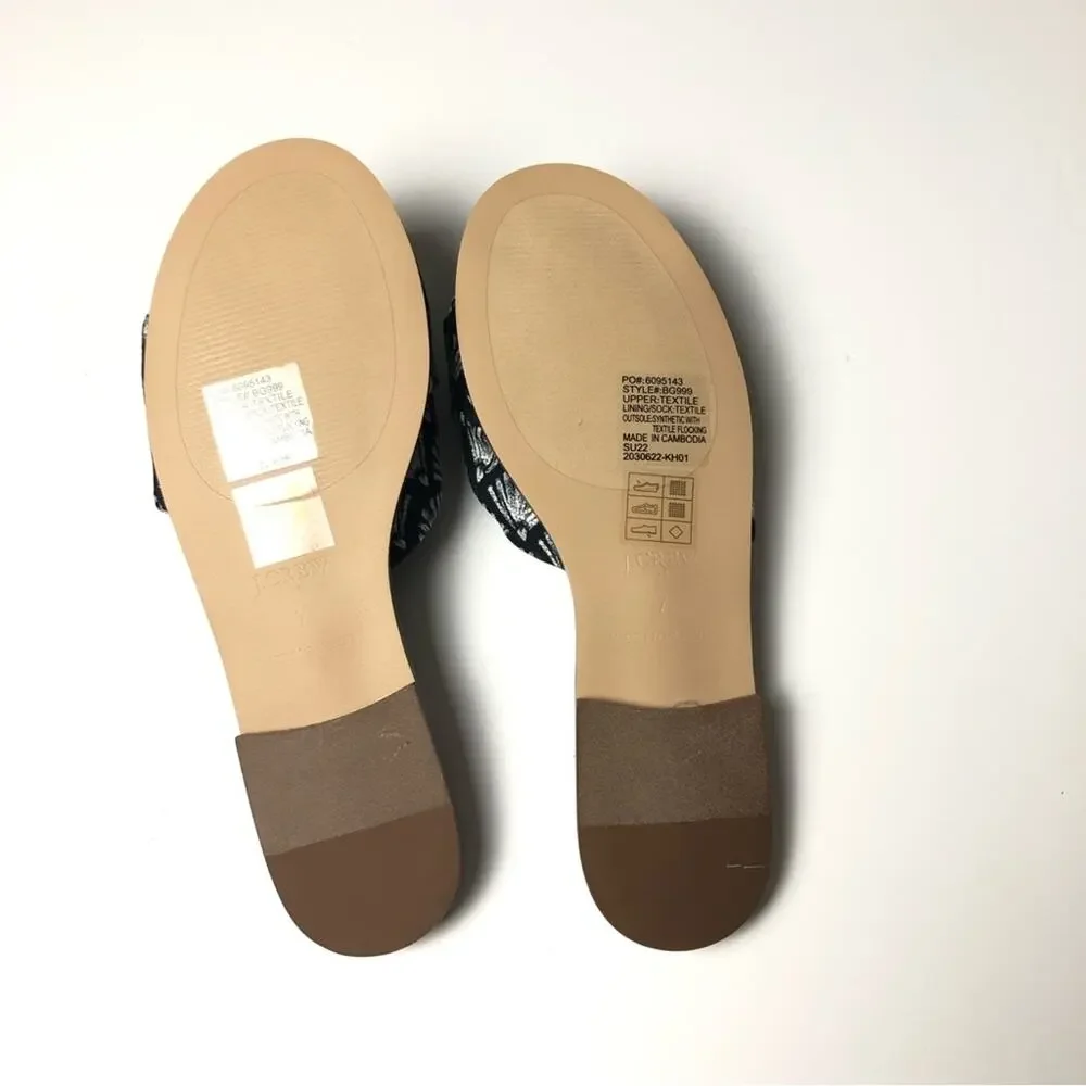 J.Crew Women's Trendy Black and  White Fan Bow  Sandals Sz 7